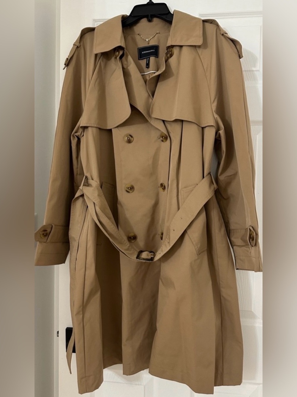 NWOT BCBGMaxAzaria - Women's Tan Trench Coat, Lightweight Double-Breasted